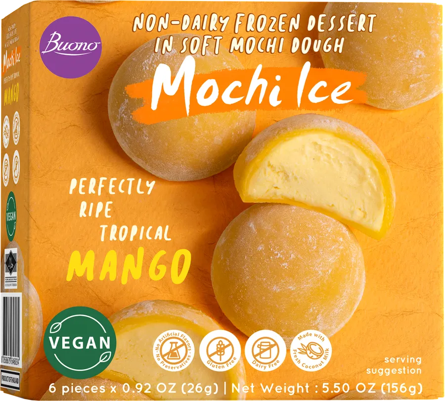 Buono Mochi Ice בטעם מנגו: קופסת מוצ׳י ללא חלב