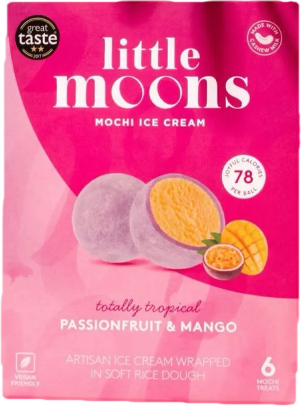 גלידת מוצ׳י של Little Moons בטעם פסיפלורה ומנגו: קופסה