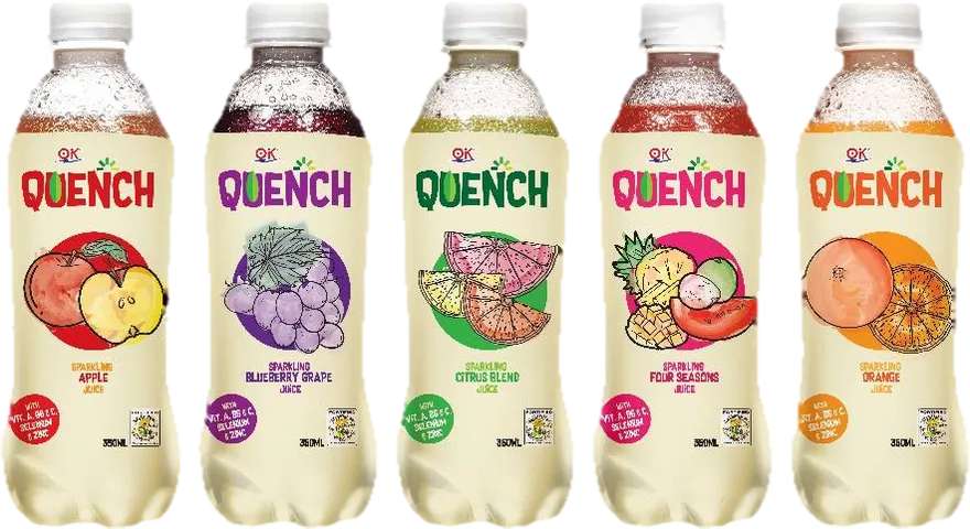 שורת בקבוקי OK Quench של YanYan בטעמים שונים